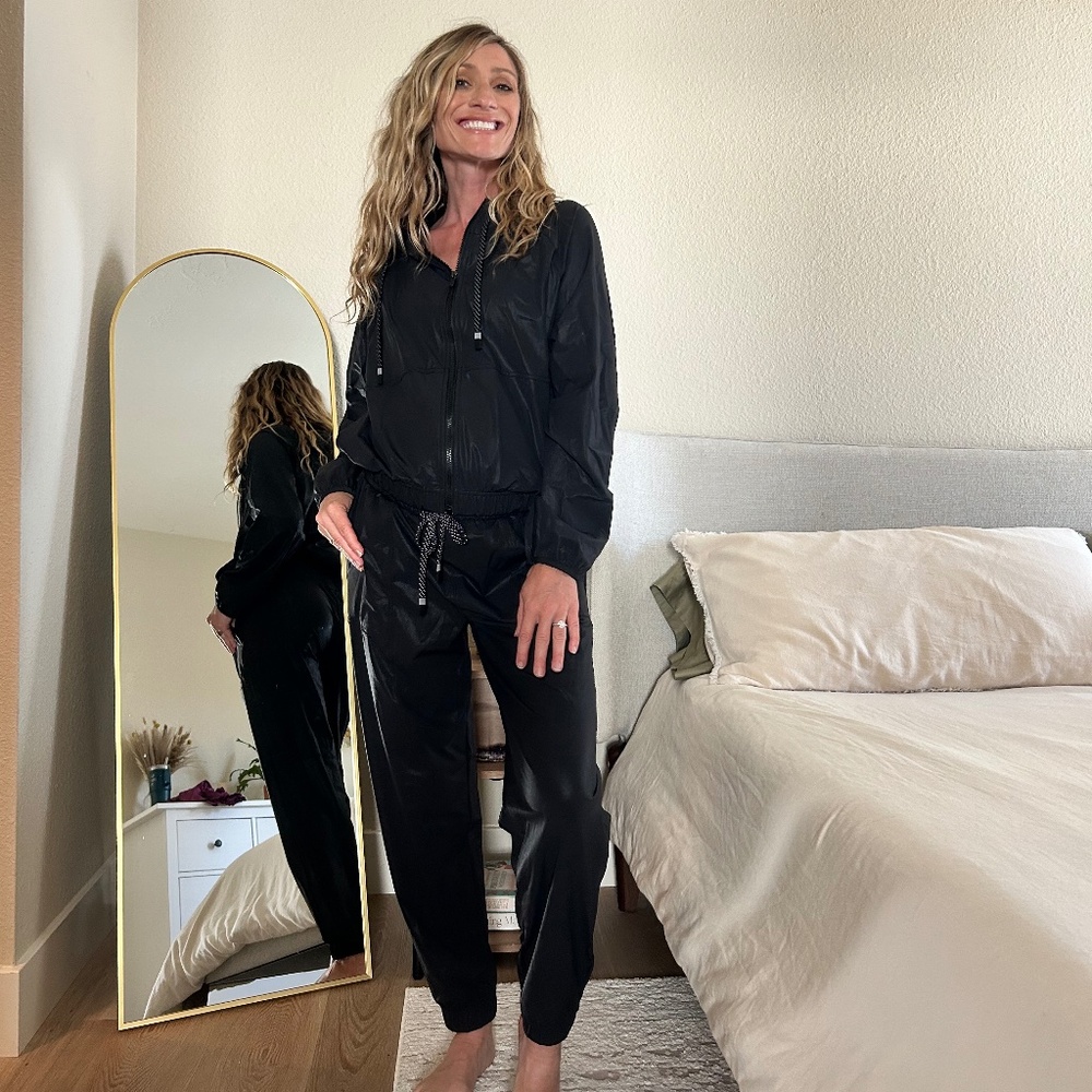 Fabletics The One Faux Leather Jacket + Jogger Set